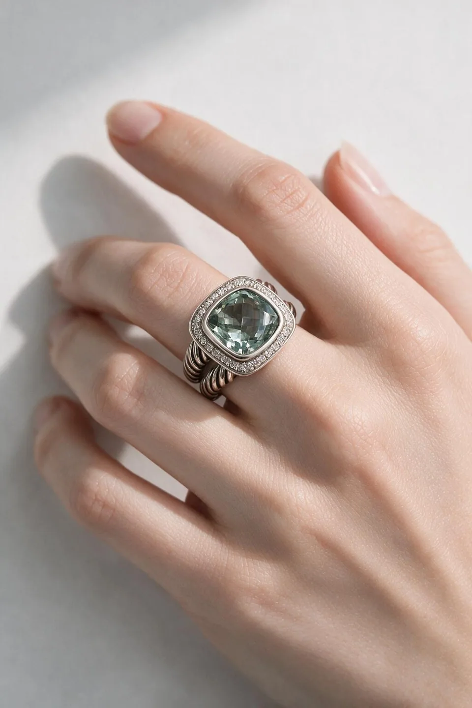 Styled editorial visualization featuring David Yurman Albion Ring (Sterling Silver)
