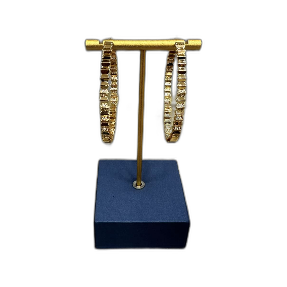 Bvlgari Pave Diamond Bar Gold Hoop Earrings product image