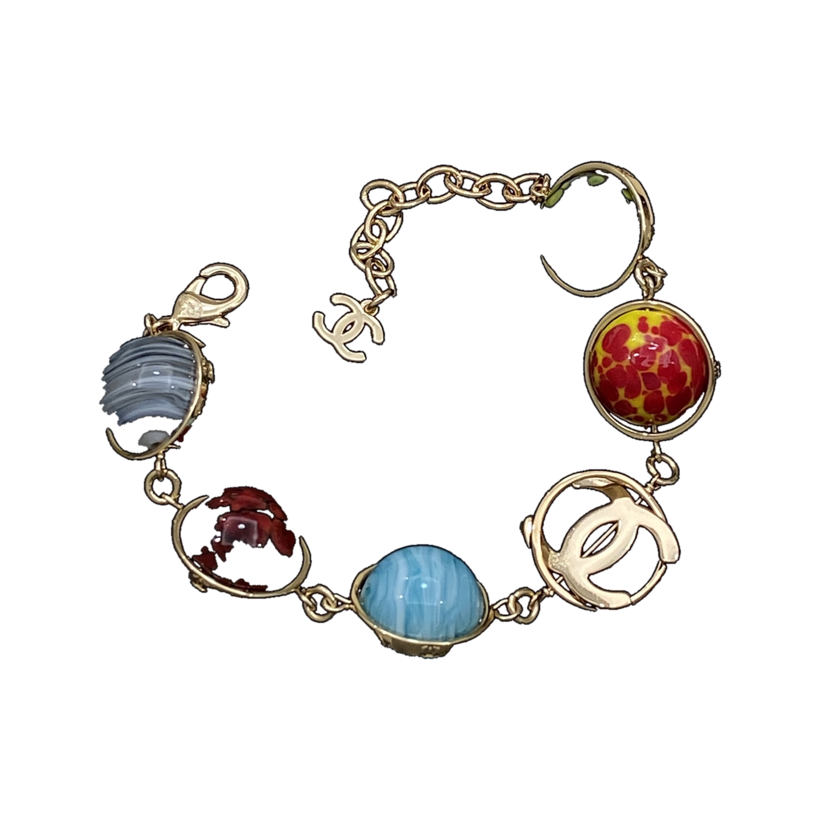 Chanel Vintage Multicolor Gripoix Glass CC Station Bracelet product image