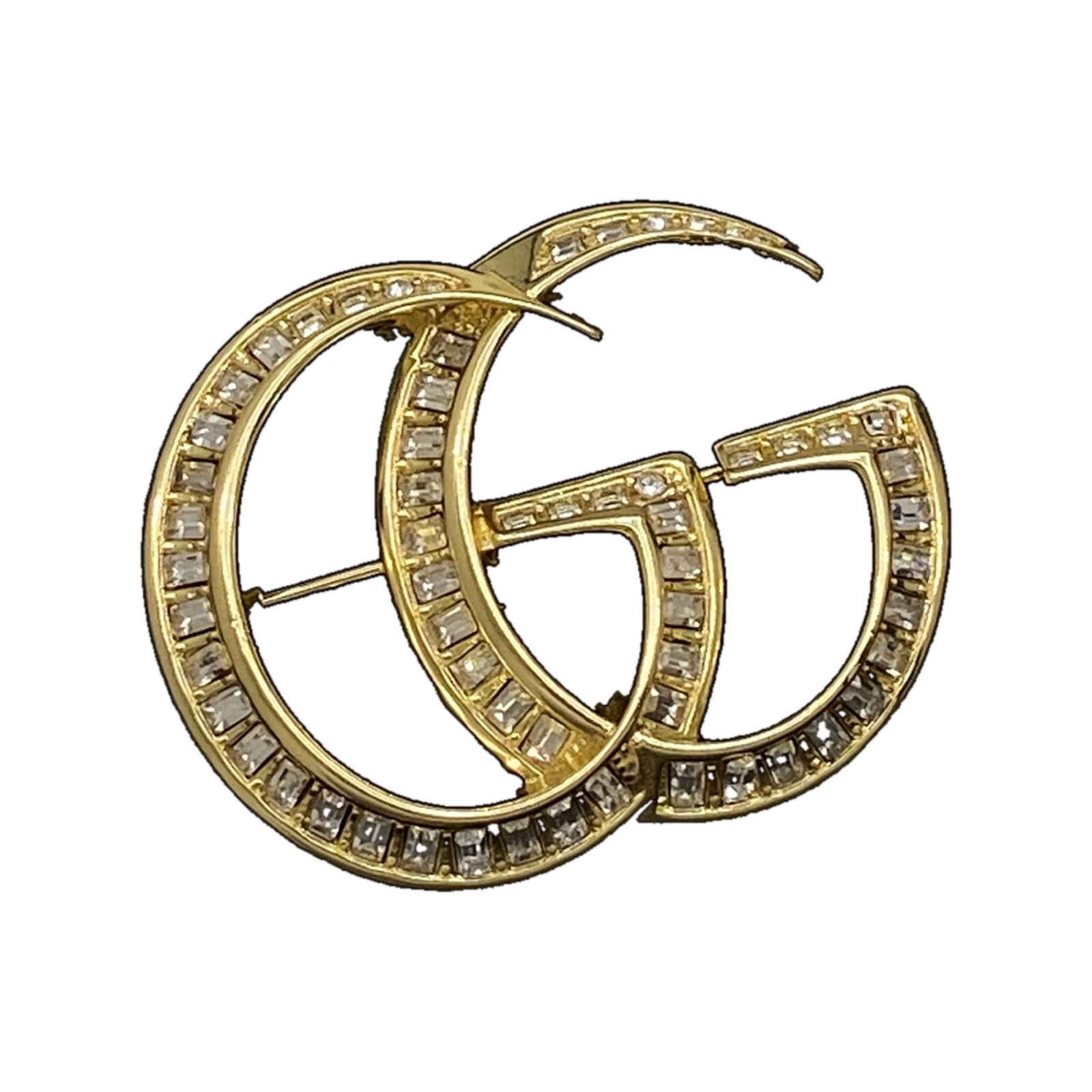 Gucci Crystal Double G Brooch in Gold-Tone Metal product image