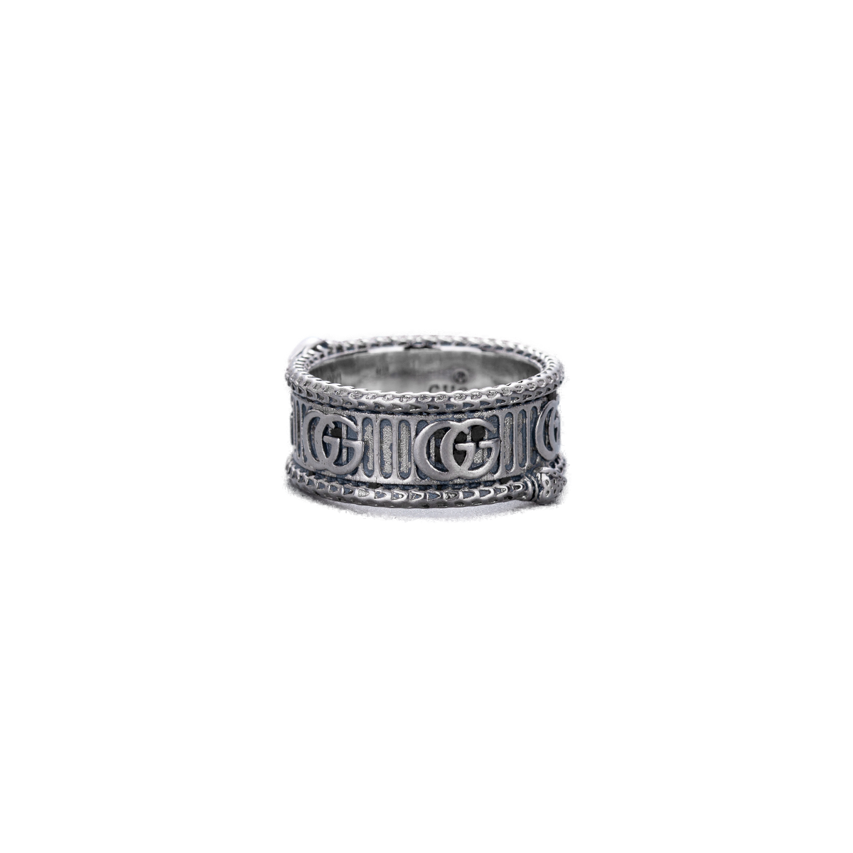 Gucci GG Marmont Double G Snake Aged Sterling Silver Wide Ring product image