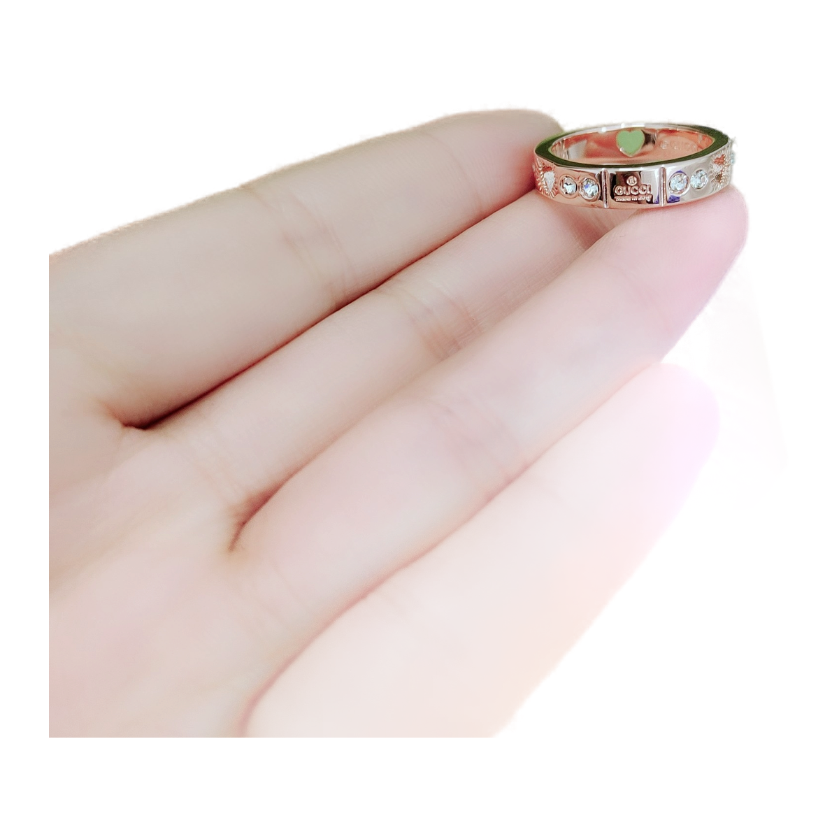 Gucci Pink Enamel Gemstone Wide Band Ring product image