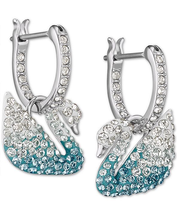 Swarovski Crystal Hoop Earrings (Silver-Tone) product image